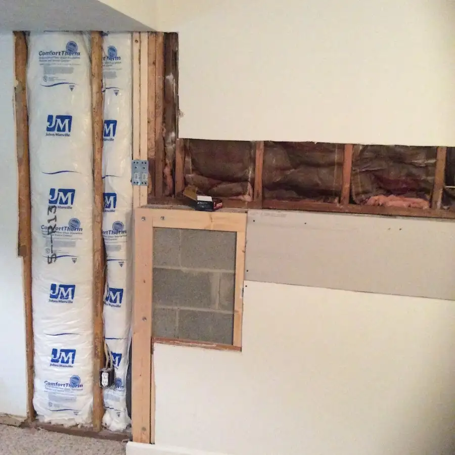 Wall insulation replacement during Basement Flood Cleanup in Monroe
